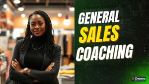 Confident woman promoting sales coaching